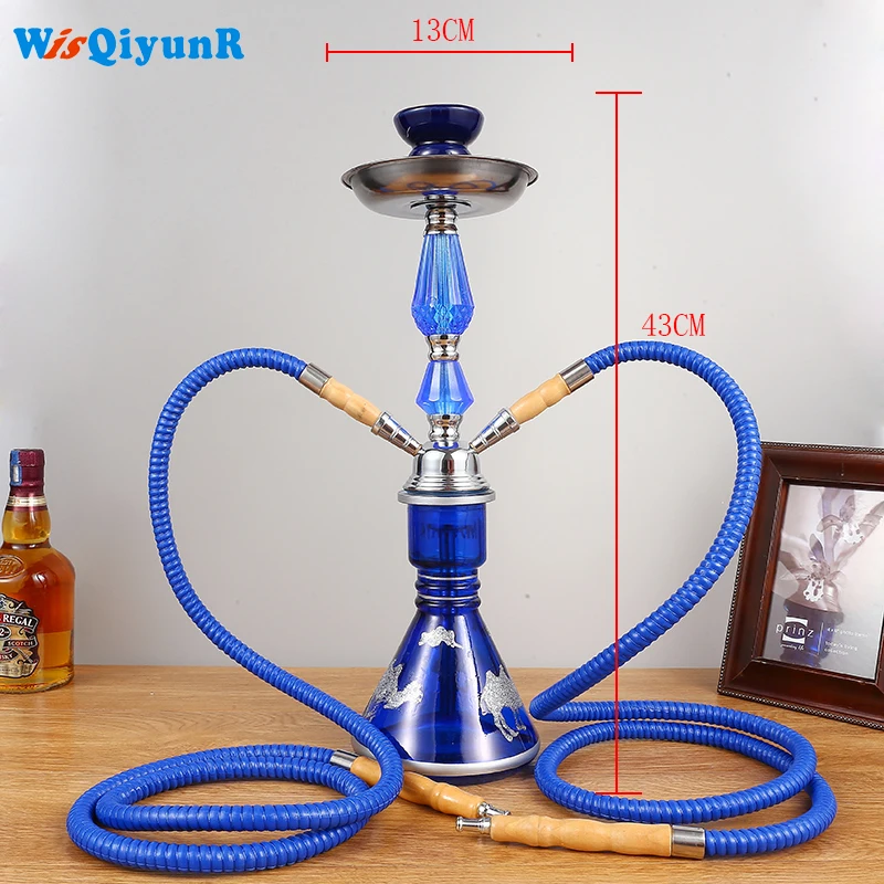 WisQiyunR профессиональный стеклянный кальян Hookah Narguile полный набор с керамической