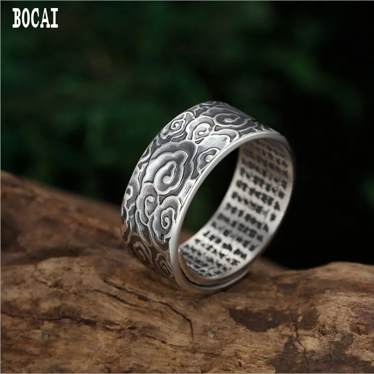 

Real S925 solid sterling silver personality adjustable index finger ring heart Xiangyun men and women Thai silver ring