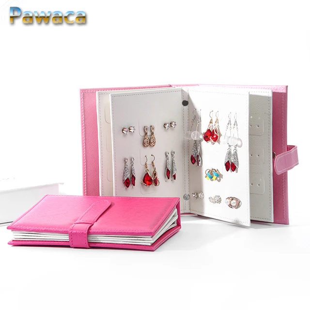 Women Gift Stud Earrings Collection Book Pu Leather Earring Storage Women Gift Stud Earrings Collection Book Pu Leather Earring Storage Box Creative Jewelry Display Holder Jewellery