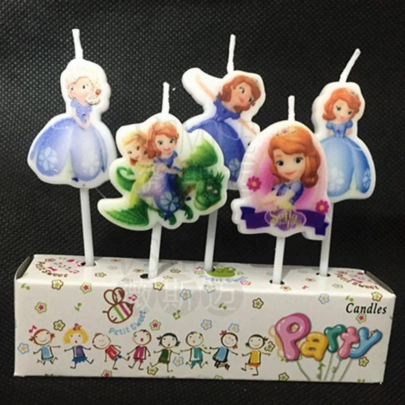 

5pcs Pretty Princess Bella Cinderella Sofia Ariel Olaf Elsa Ana Art smokeless candle for Birthday cake decoration
