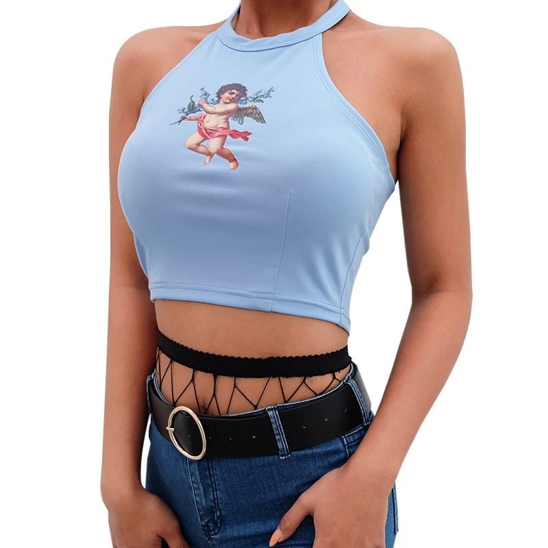

Summer Sexy Camis Women Crop Top Sleeveless Shirt Sexy Slim Lady Backless Hollow Bandage Tops Strap Skinny Vest Camisole