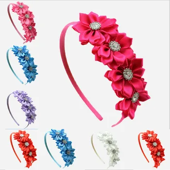

Girls Satin Ribbon Flower Hair Band Baby Girl Hairband Baby&Kids Hairwear Princess Headband Children Accessories