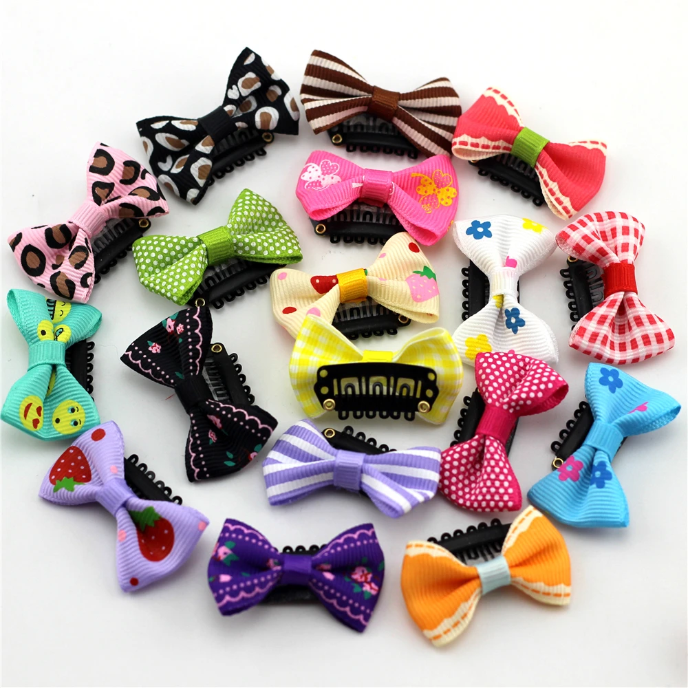 10pc Print Flower/Strawberry/Smile/Cartoon Babies Fine Wispy Hair Mini Latch Wisp Clip Newborn Bow Hair clips Infant Hairpin baby accessories crochet