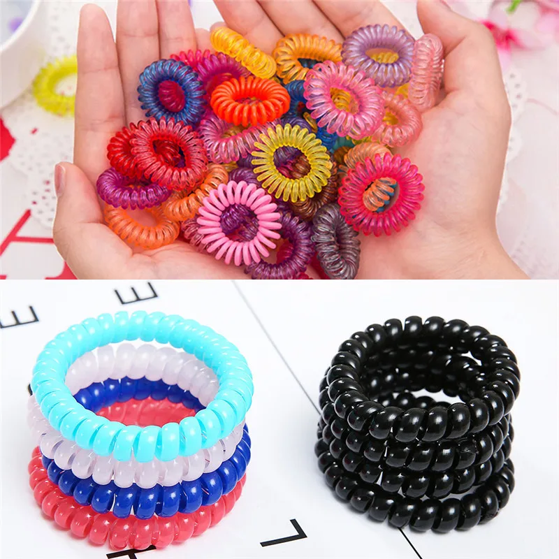 

New 2cm Small Telephone Line Hair Ropes 10PCS/Lot Girls Colorful Elastic Hair Bands Kid Ponytail Holder Tie Gum Headwear