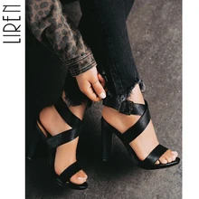 Liren 2019 NEW High Heels Sandals Summer Sexy Ankle Strap Buckle Strap Open Toe Party Dress Women Sandals Gladiator Shoes 35-40 deleventh new gladiator women shoes double strap buckle stiletto high heels sandals pu black sexy party dress shoes women female
