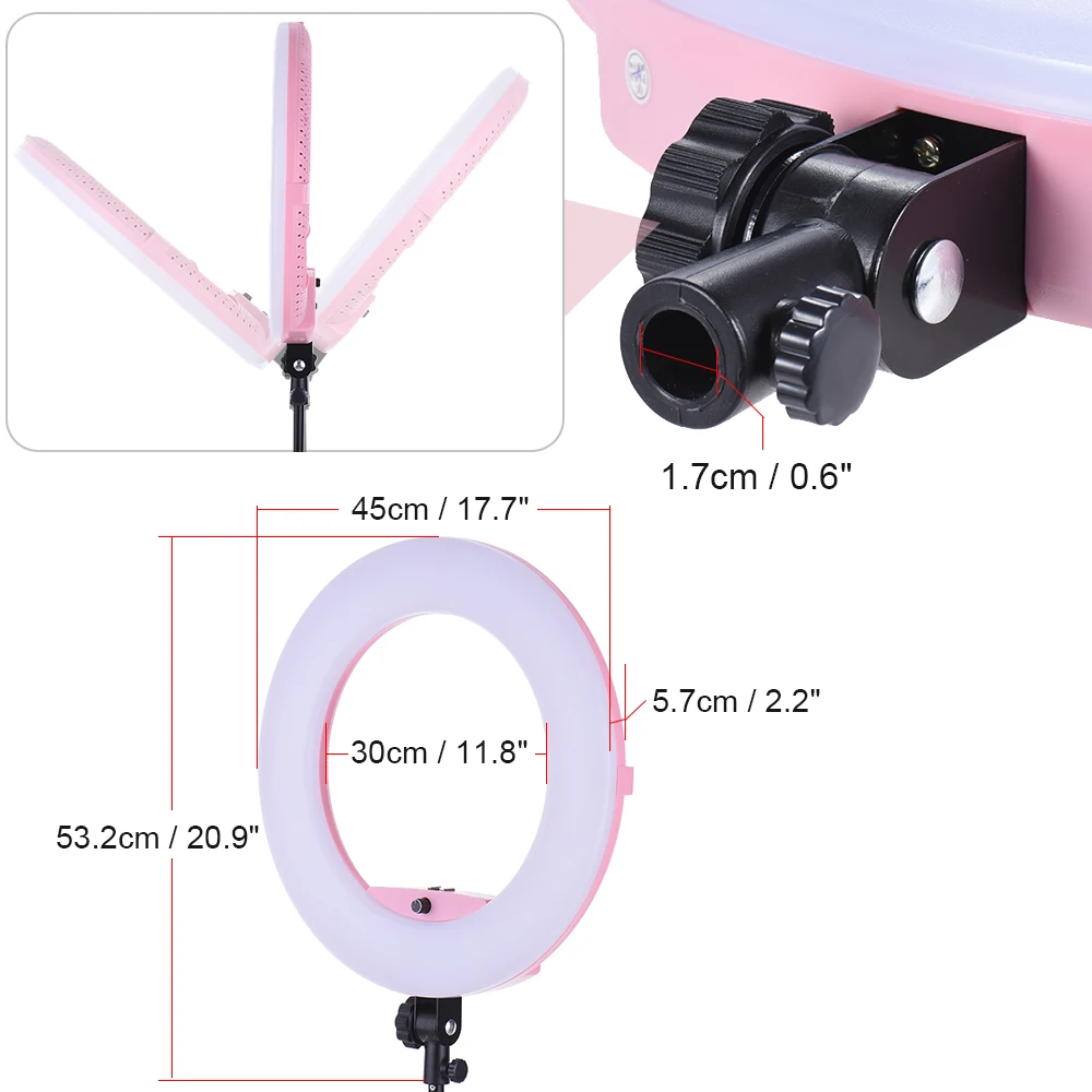  Photography LED Ring Light 96W Dimmable 3200-5500K LED Lamp Video Light with 2m Light stand +Smartp