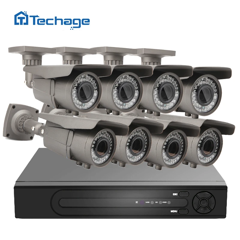 Techage H.265 8CH 48 В PoE NVR 4MP CCTV Системы 2.8 мм 12 зум объектив с переменным фокусным