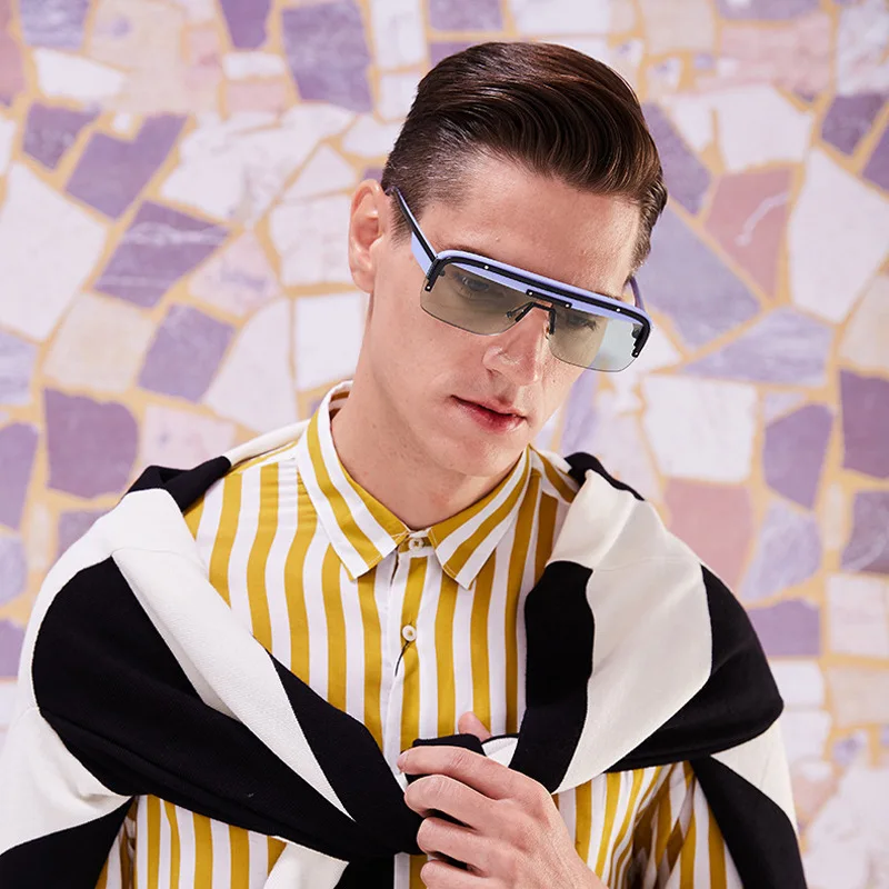 

2019 Trending Women Men Oversized Conjoined Square Sunglasses Alloy Frame Semi-rimless Goggle Sun Glasses Eyewear Oculos De Sol
