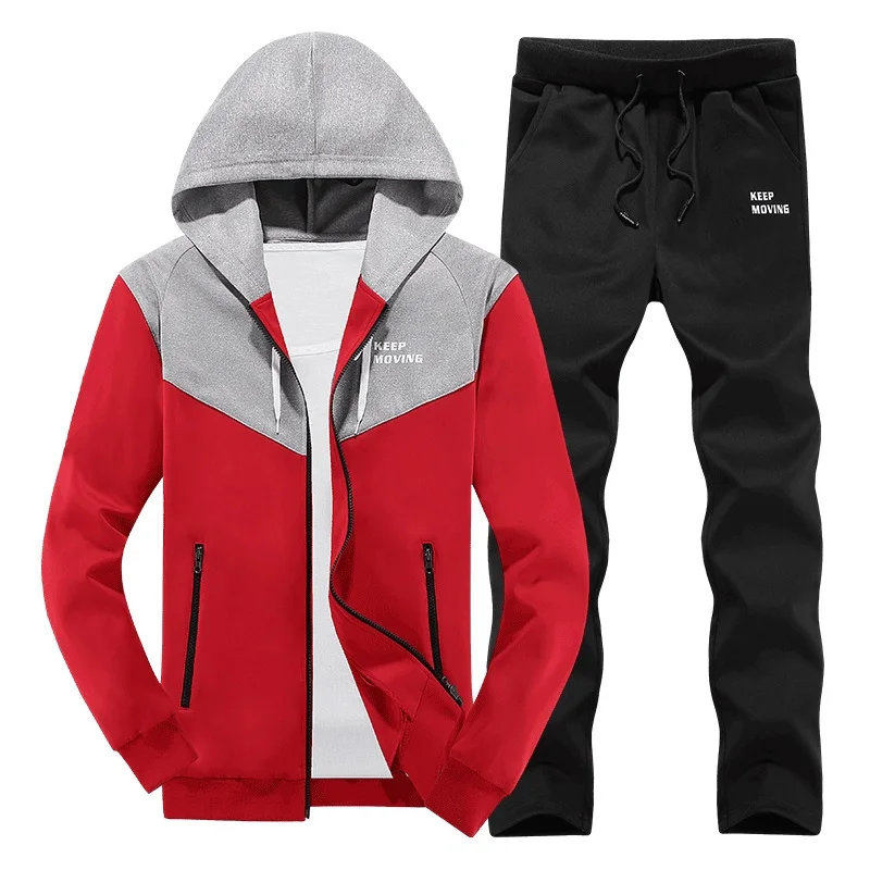 ASALI, мужские спортивные костюмы, верхняя одежда, толстовки на молнии, наборы спортивной одежды, мужские толстовки, кардиган, мужской комплект одежды+ штаны размера плюс - Цвет: TZ-231 Red