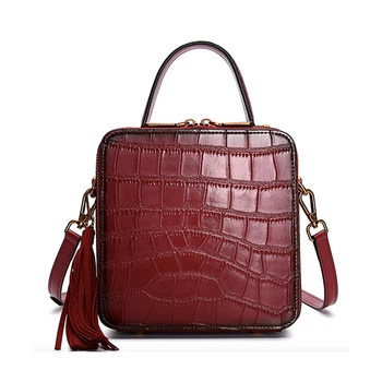 

19*20*9cm,Fashion MINI Serpentine Square Leather Handbag, Women Cow Leather Shoulder Bags, Female Cross body Messenger Bag, P064