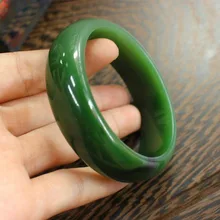 57-60 мм китайский AAA Синьцзян Хотан зеленый нефрит ручной резной браслет