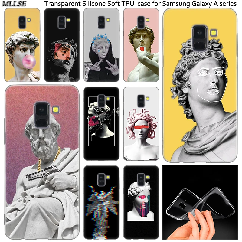 

Art David Statue flower Silicone Case For Samsung Galaxy A50 A30 A10 A40 A6 A8 Plus A20 E A5 A7 2018 2017 2016 Note 9 8 Cover