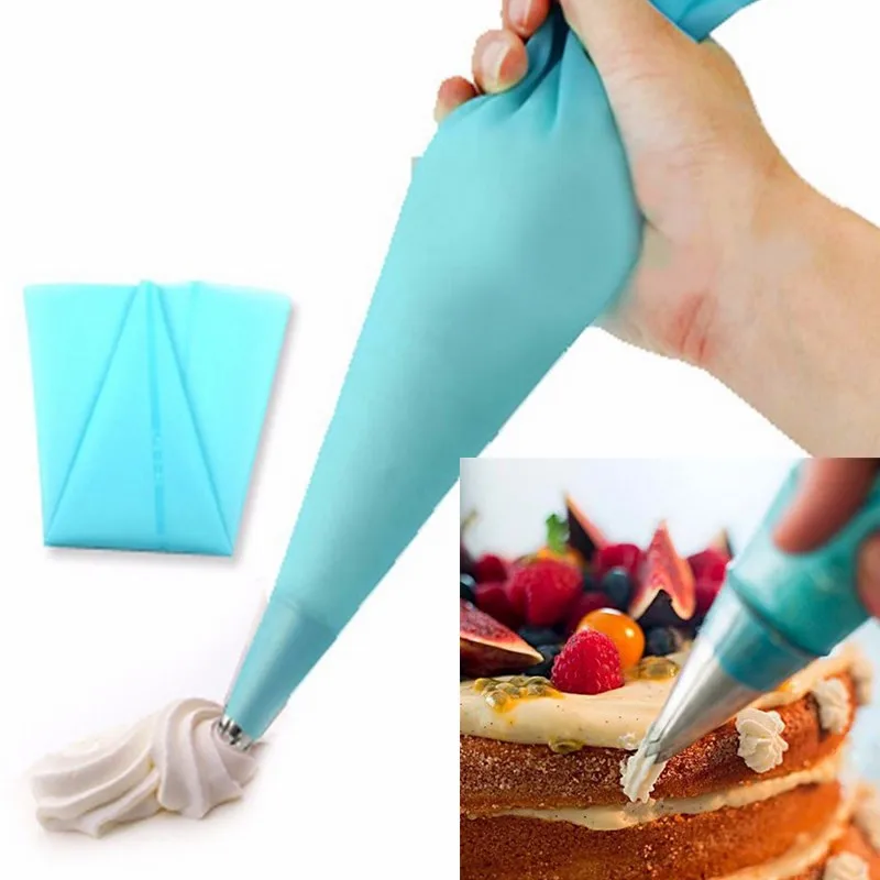 

New High Quality Reusable Silicone Cream Icing Blue Pastry Bag Cake Decorating Tools 3 Sizes