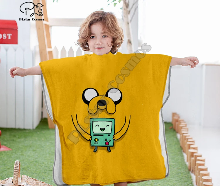 

Cartoon adventure time funny Hooded baby Boys and Girls Towel Wearable Bath Towel For Kids Travel 3D print Beach Towels style-5