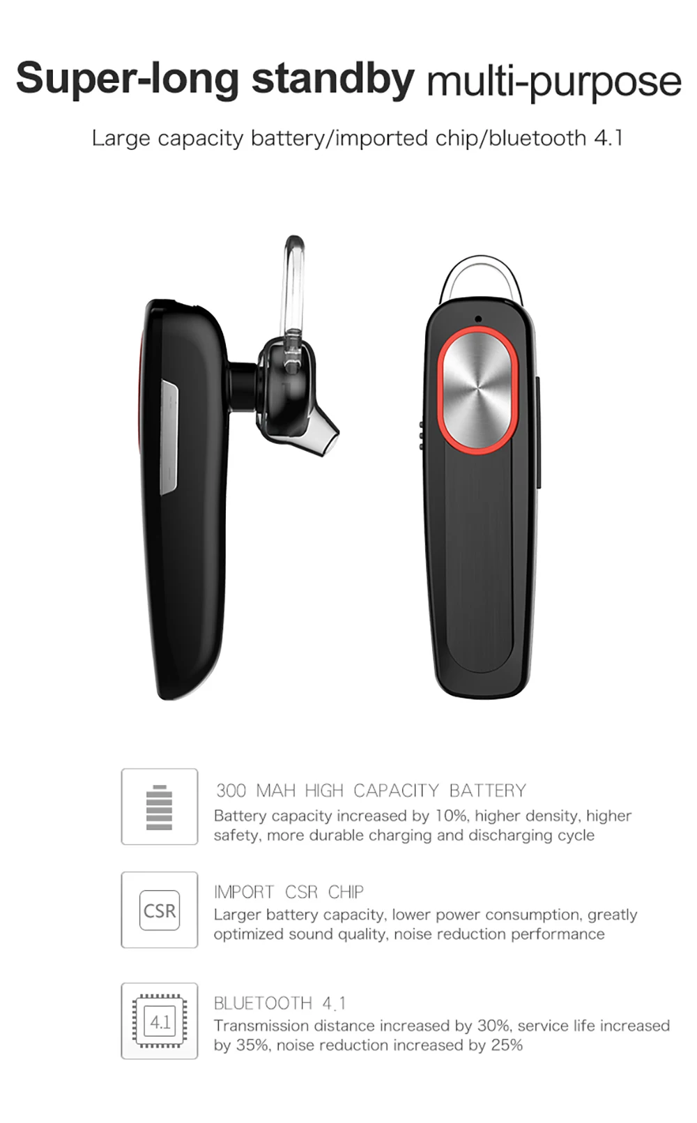 Беспроводная bluetooth-гарнитура, долгий режим ожидания, с микрофоном, громкая связь, беспроводные bluetooth-наушники, наушники с цветными Ушными крючками для телефона