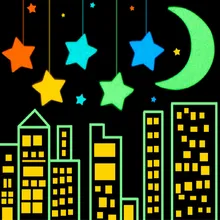 30/80PCS/sheet Luminous Moon Star Stickers Glow In The Dark for Baby Kids Bedroom Phone Case Decor Xmas Halloween Birthday Gift