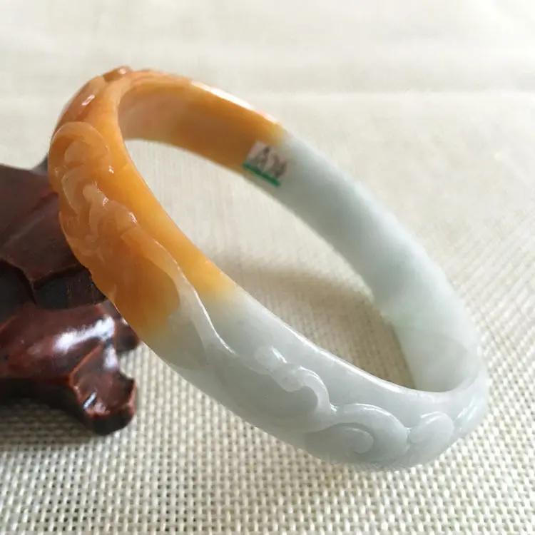 

A-74 Beautiful China Hand-carved Orange Jadeite Jade Gems Bracelet Bangle 63mm