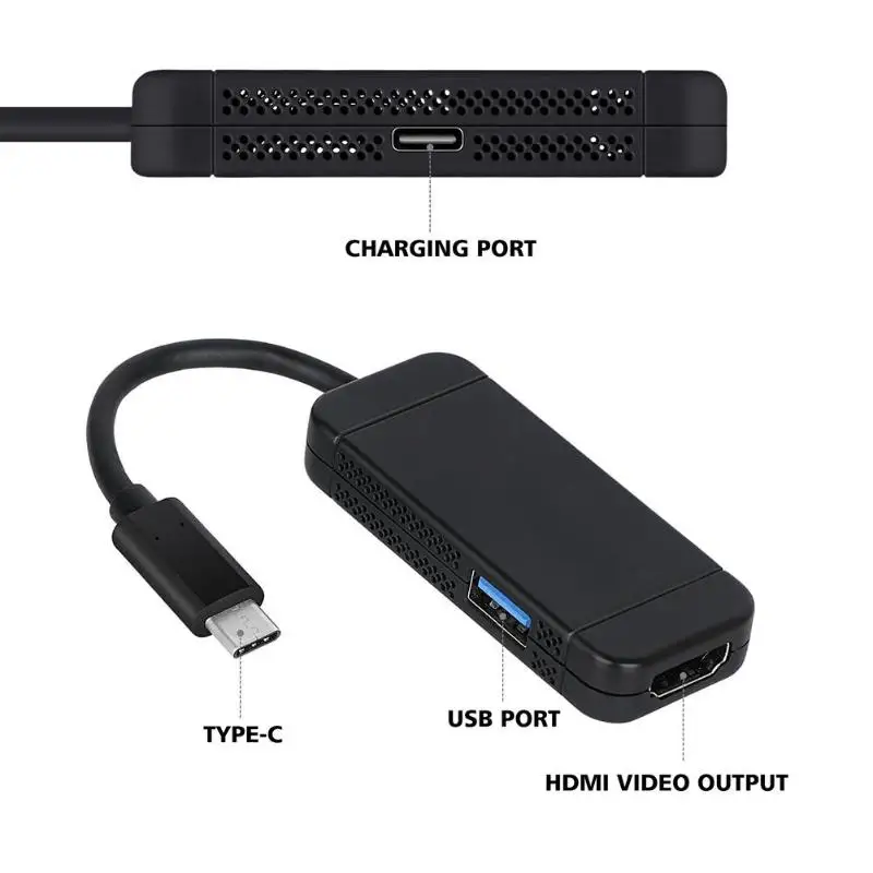 Уникальный Форма мини Портативный 3 в 1 USB хаб Тип с разъемами типа C и HDMI + USB3.0 Кабельный адаптер-переходник для nintendo коммутатор plug and play