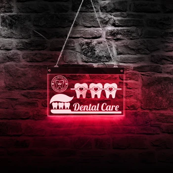 

Dentist Dental Care LED Neon Sign Dental Hygienist Office Bedroom night light Decoration Acrylic Board Tooth Party Sign