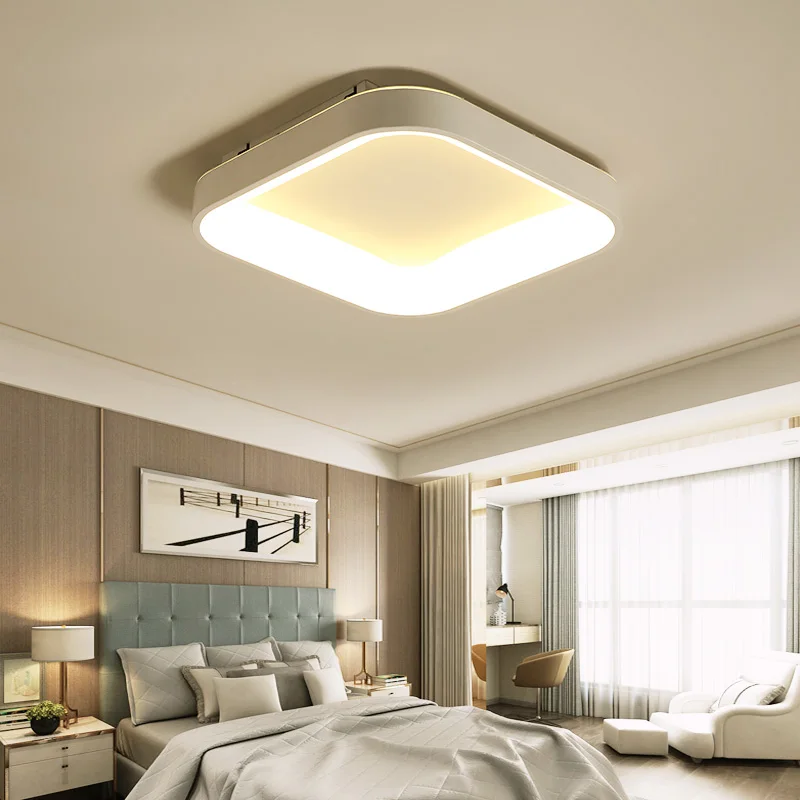 Квадратные серые/белые светодиодные люстры потолочные для кровати комнаты светильники plafondlamp светодиодные люстры дома в помещении современное освещение люстры