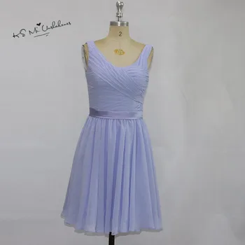 

Cheap Lavender Wedding Party Dresses Knee Length Bridesmaid Dress Short Chiffon Vestido de Noiva Curto Imported Prom Dress 2017