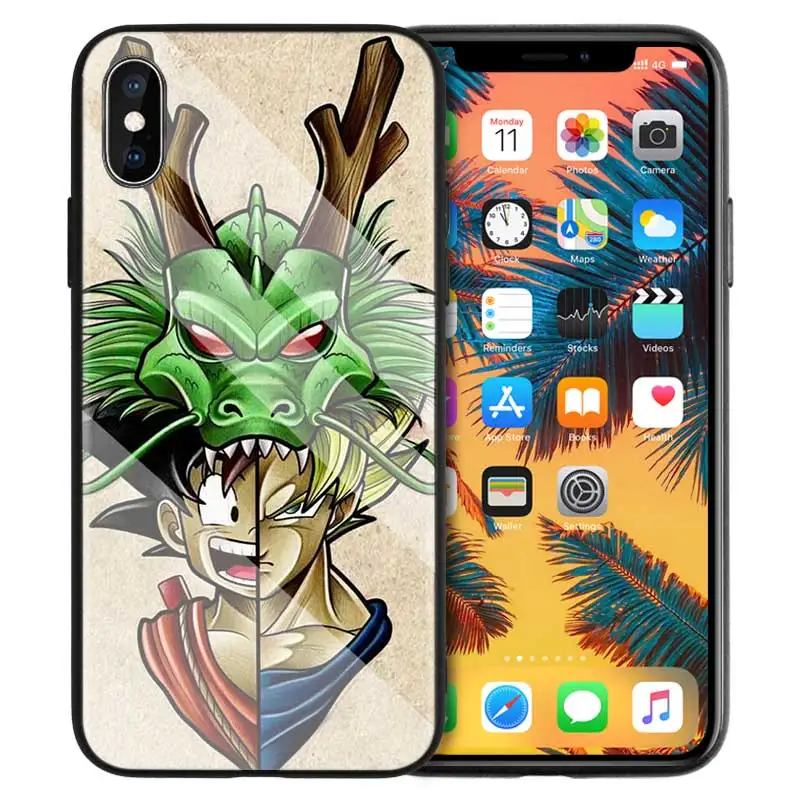 Жесткий чехол из закаленного стекла для Apple iPhone 7, 8, 6, 6 S, X, XR, XS, 11, 11Pro, MAX Plus, Dragon Ball, Z, тату, мультяшный Чехол для мобильного телефона