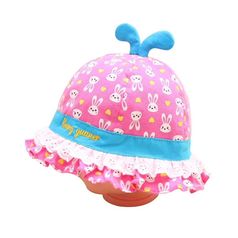 

Rabbit Ruffles Baby Bucket Hat Cotton Infant Girl Cap Spring Autumn Baby Panama Cap Flower Girl Sun Hats Lace Baby Girl Clothing