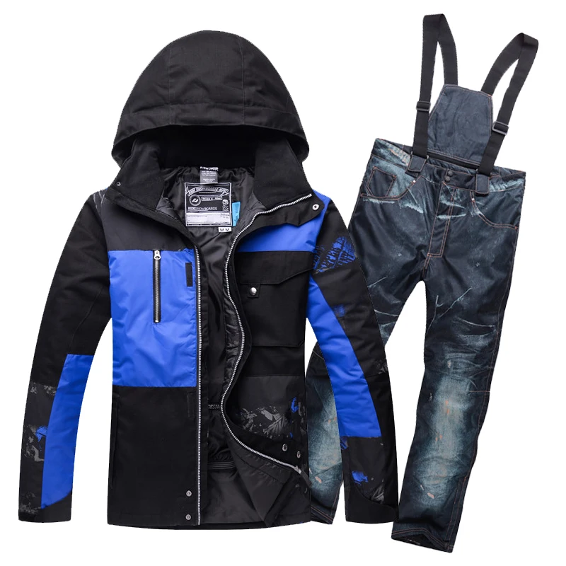 Ski Suit Men Waterproof Thermal Snowboard Fleece Jacket + Pants Male Mountain skiing and snowboarding Winter Snow Clothes Set
