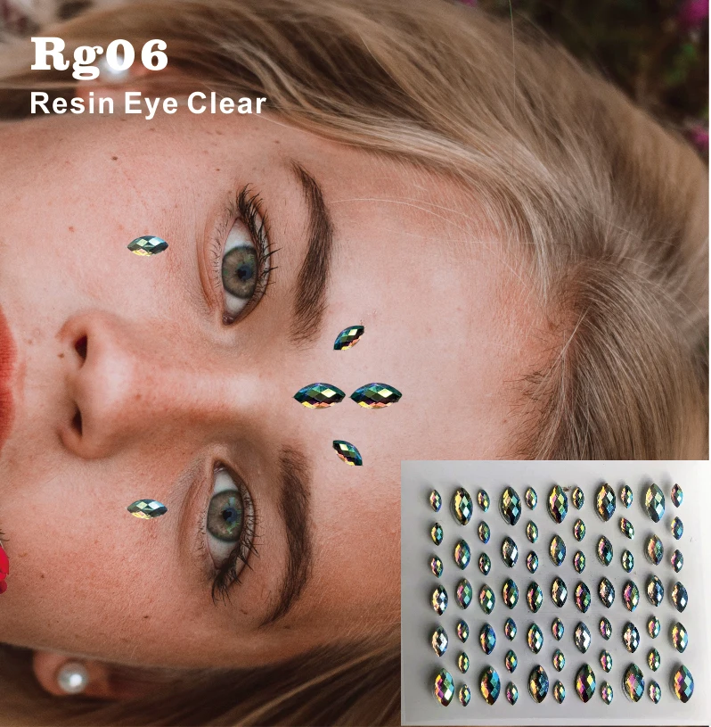 

RG06 Clear Shine Eye Shape Resin DIY Face and Eye Gem Jewel Sticker you can be shine with in fantasy costume, festival