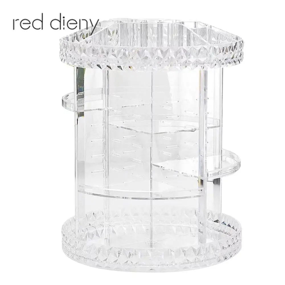 

1 Pieces Rotatable Clear Cosmetic Storage Box Diamond Pattern Fashion Makeup Holder Organizador Transparent Cosmetic for Woman