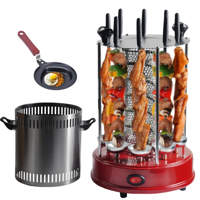 SS 12 8 Forks Vertical Rotary Electric Grill Home Automatically Rotate