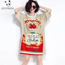 Летняя новая модная Свободная Женская футболка с круглым вырезом и буквенным принтом с фруктами большого размера с коротким рукавом LXT238