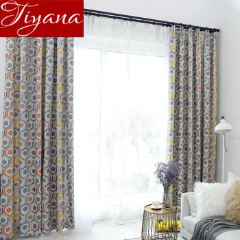 

Blackout Curtain for Living Room Geometric Colorful Design Window Bedroom Curtain Tulle Kitchen Sheer Fabric Drapes X407#30
