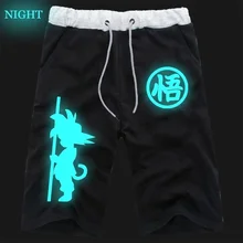 Летние модные спортивные дышащие штаны с драконом и шариком Гоку, светящиеся хлопковые короткие штаны, штаны для бега и фитнеса по колено