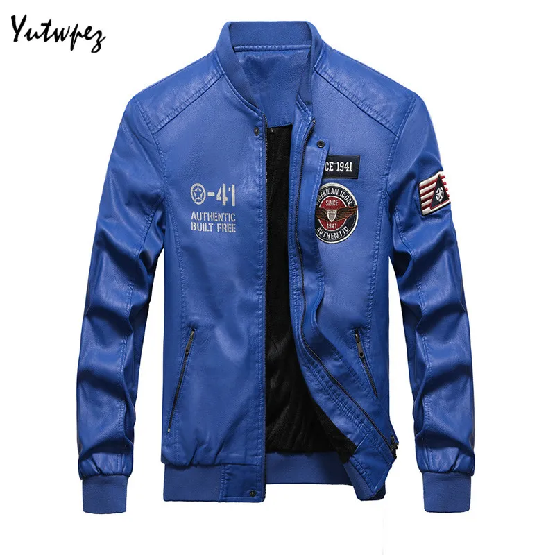 

Fashion Leather Bomber Jacket Men Autumn Winter Military Jackets Male Fleece Outwear Coats Men's Warm PU Baseball Jackets 2019
