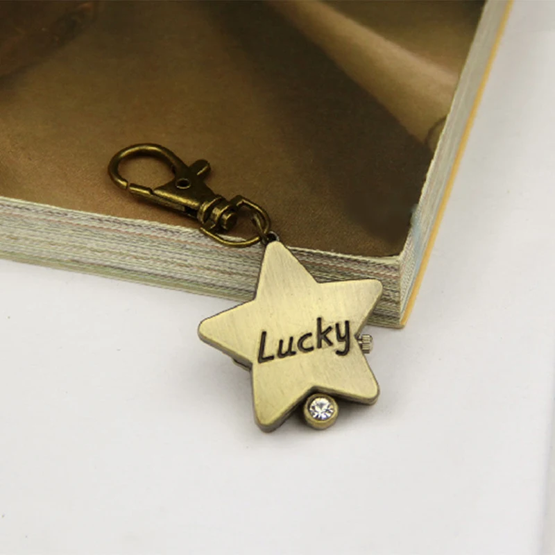 2017 Lucky Star популярные брелоки кварцевые часы с цепочкой винтажные бронзовые