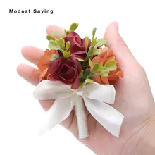 2 шт Сад коричневый Лучший человек Цветы корсаж для жениха свадебный костюм бутоньерки аксессуары булавка брошь украшения