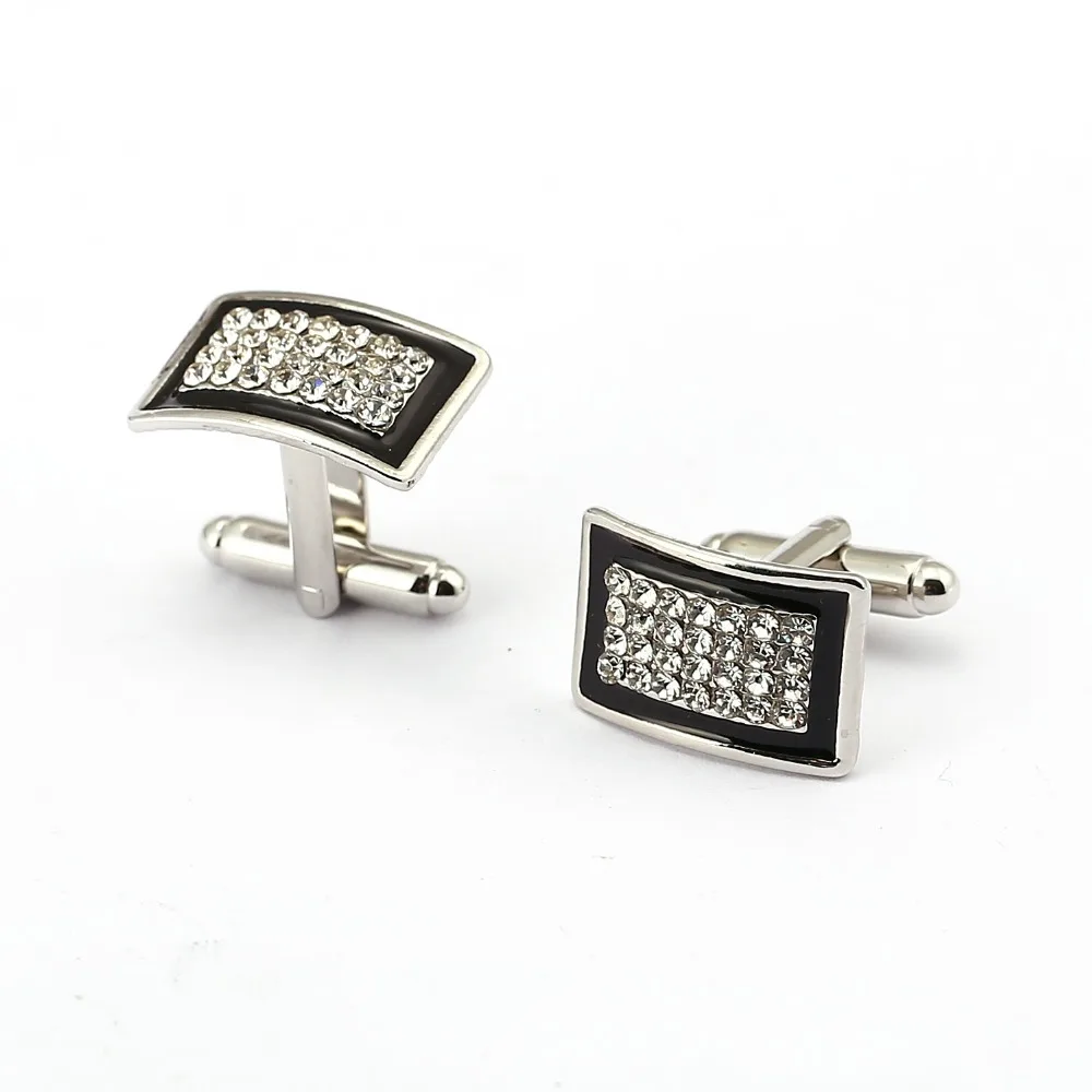 New Simple Style Black Rectangle Cufflinks Mens Shirt Cuff Button