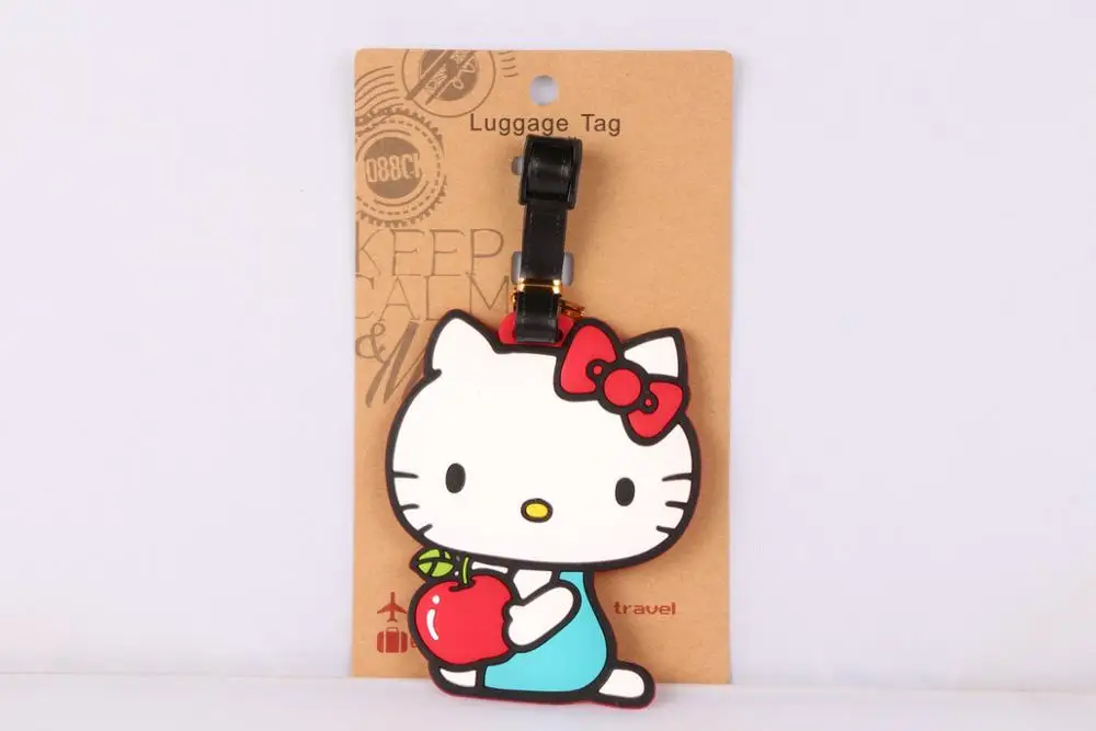 1 шт. hello kitty ПВХ сумка Подвеска путешествия Имя тег Новинка игрушки - Цвет: Зеленый