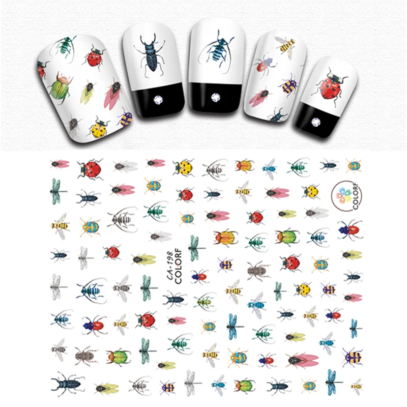 

Japanese Style 1PC Bee Fly Insect Pattern Nail Water Sticker dragonfly Design Decal For Nails Decoration Nail Art Manicure CA