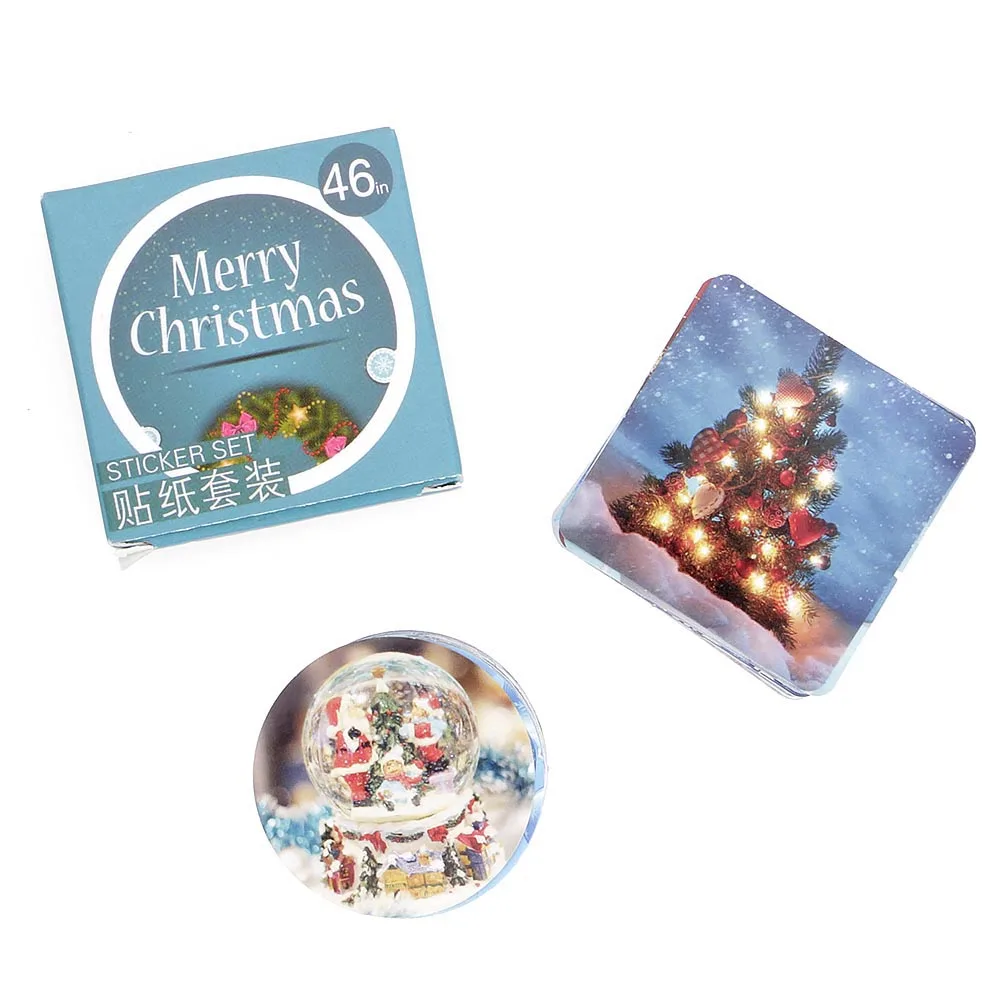 

New 46Pc Merry Christmas Paper Sealing Stickers Set Envelops Box Scrapbook Craft