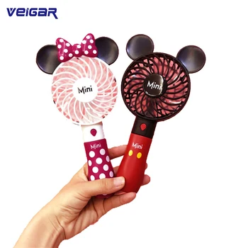 

Cute Mickey Fan Portable Handheld With Rechargeable Built-in Battery 800mA USB Port Handy Air Cooling Mini Fan For Smart Home