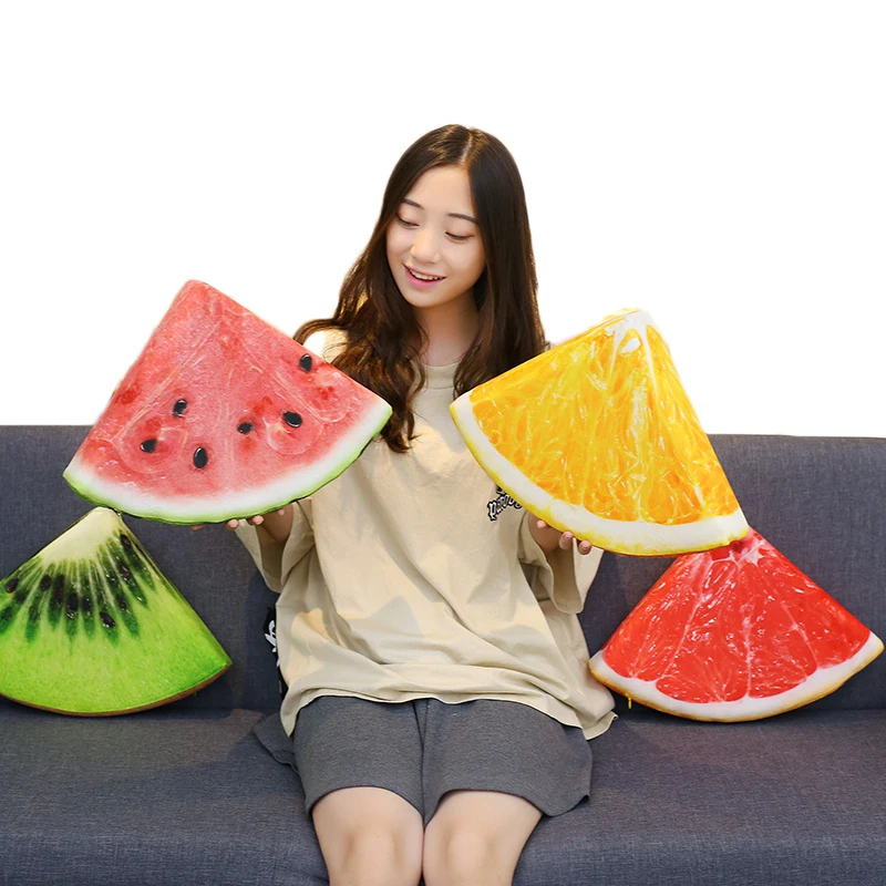 

Creative simulation fruits sponge stuffed watermelon kiwi cushion summer plush food Birthday Christmas Gift