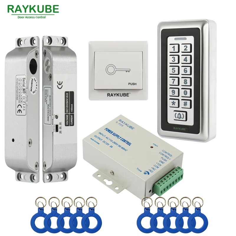 RAYKUBE Access Control Kit Electric Mortise Lock +RFID Metal Keypad