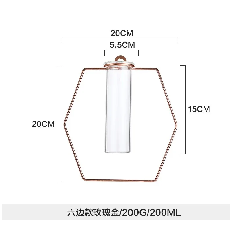 Скандинавском стиле, геометрическая форма, розовое золото, стекло, железо, искусство, цветок, подвесная ваза, настенный держатель, домашнее свадебное украшение для цветов, растений - Цвет: Rose gold D