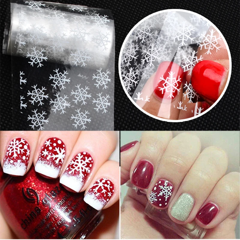 Christmas Nail Snowflakes Design 4*100cm Lace Nail Foils Snow Flowers