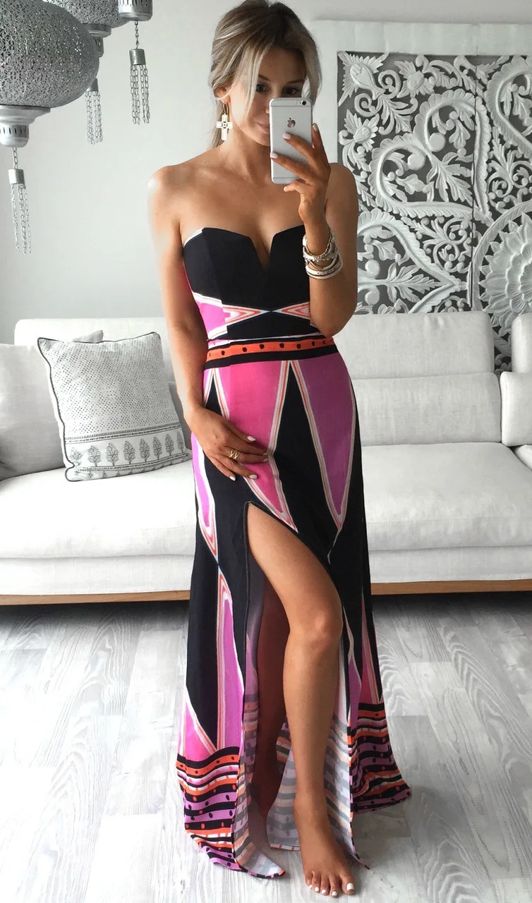 

2019 new strapless dress beach summer dress Women sleeveless long dress Sexy 2019 backless off the shoulder dresses vestidos