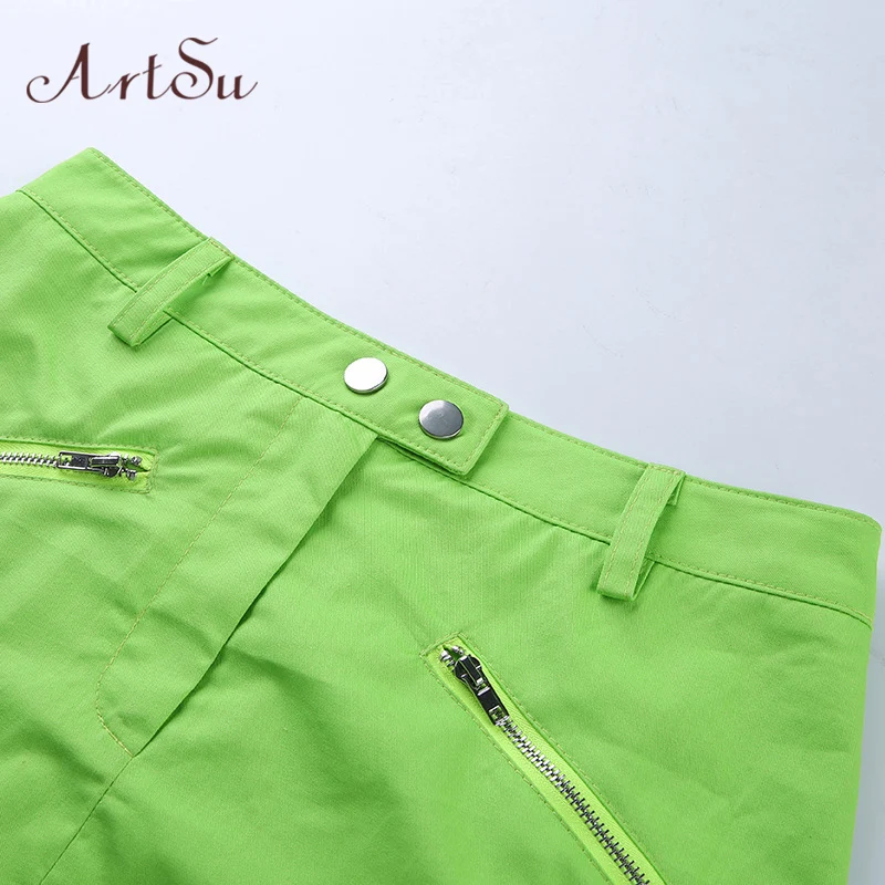 ArtSu летние юбки женские сексуальное с завышенной талией женские юбки-карандаш облегающие Мини Короткие зеленые юбки Saia уличная ASSK20221