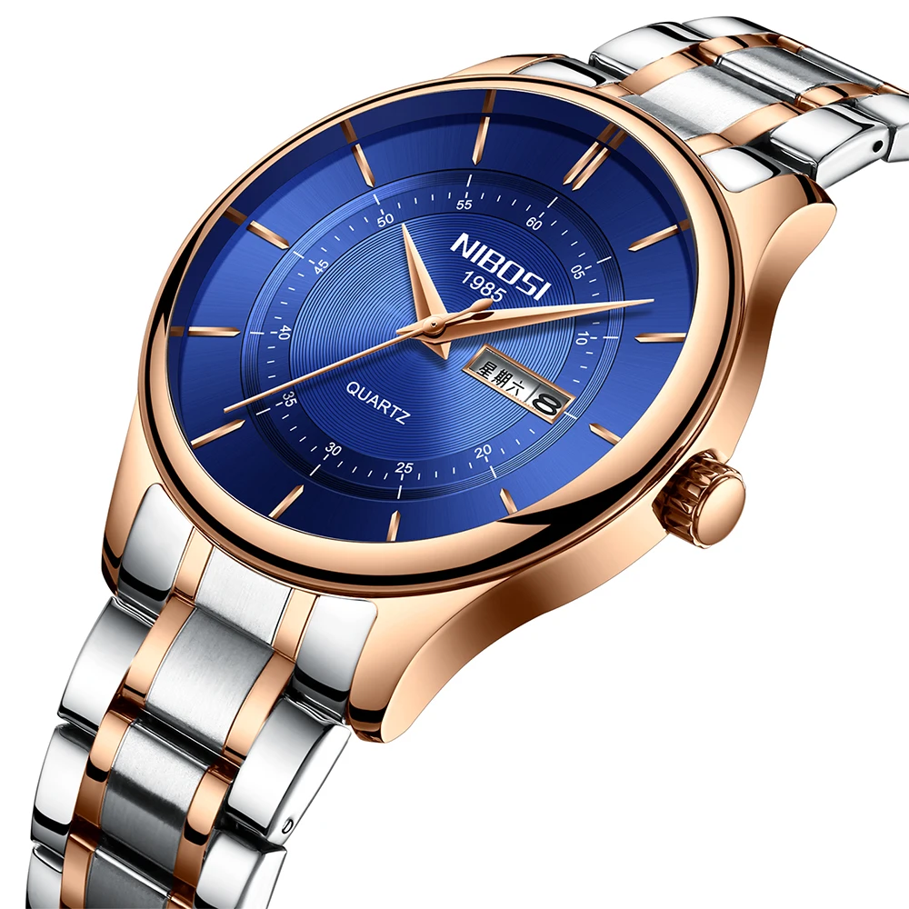 

NIBOS Watch Men Fashion Sport Quartz Clock Mens Watches Top Luxury Full Steel Waterproof Gold Wrist Watch Relogio Masculino