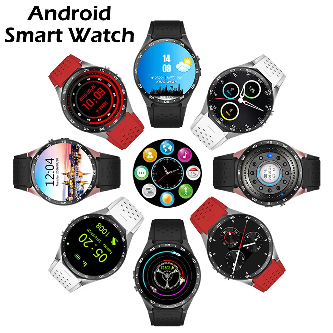  KW88 2MP HD kamera 3G Smartwatch BT4.0 + WiFi MTK6580 Quad Core 512MB 4GB GPS Schrittzähler Positio